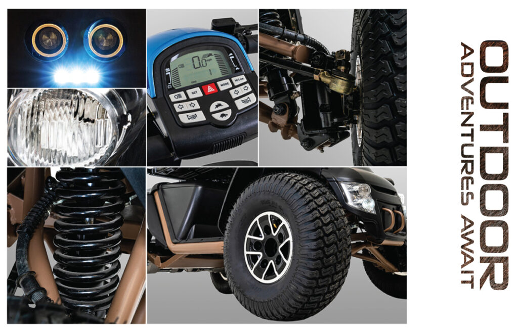 A collage of the different parts of a Baja Wrangler.