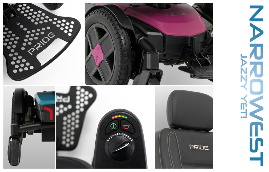 A collage of different parts of a Jazzy EVO 613 Li.
