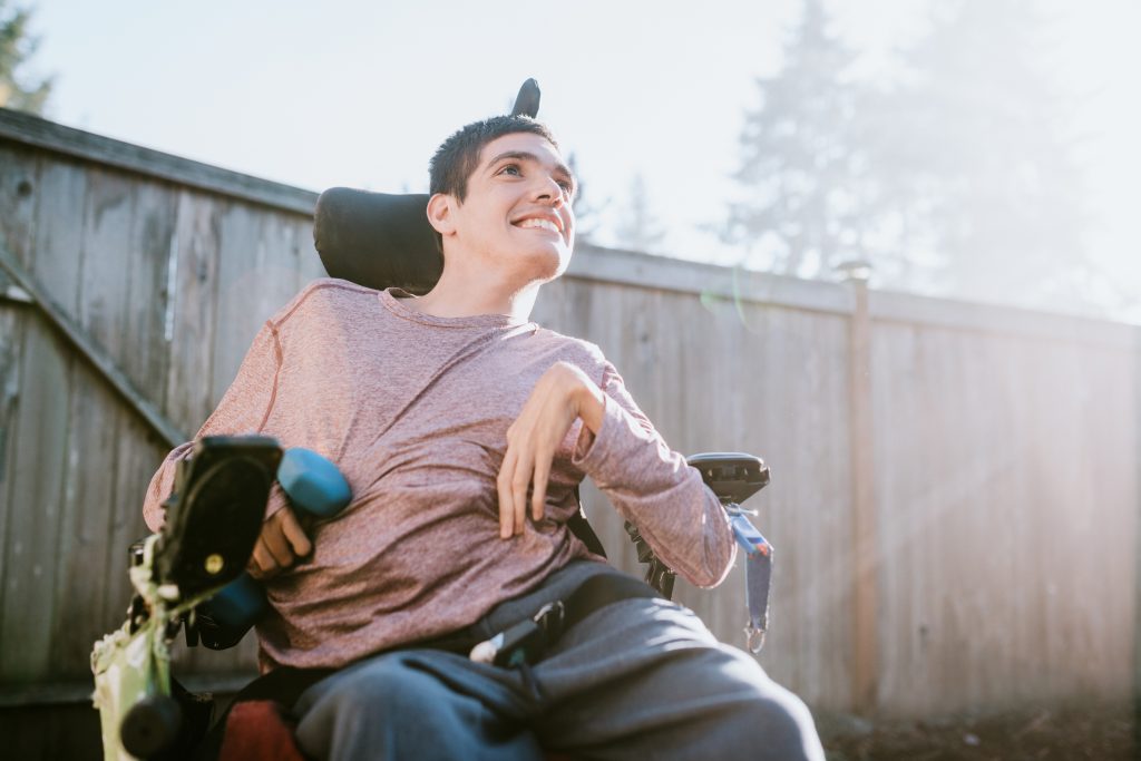 Young man in wheelchair