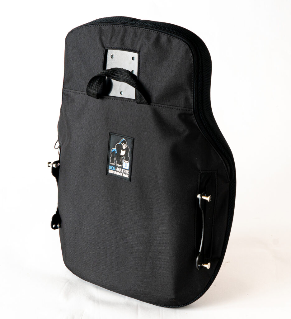 A back view of a black Geo-Matrix Silverback Max back rest.
