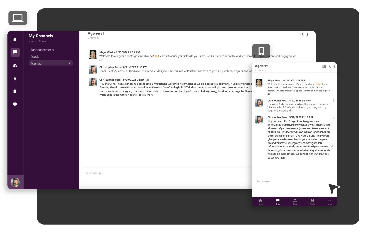 Message With Your Community in a Custom App Image