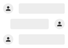 A simplified string of messages between two people. 