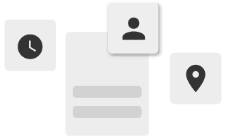 A simple group of icons related to event planning, like location, time, and guest count. 
