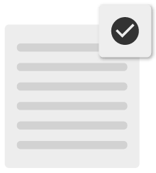 A simplified document with a check mark for approval.