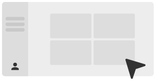 A simplified browser window with a cursor.