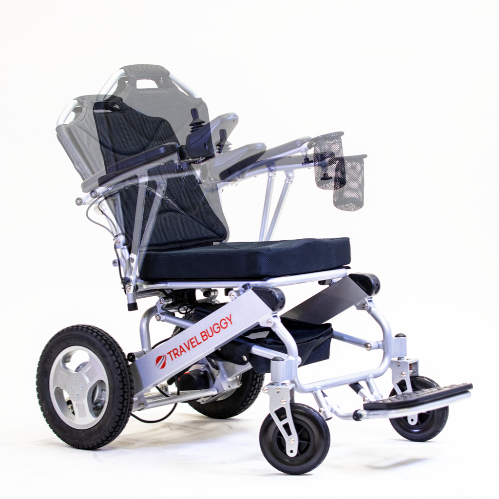 An image showcasing the recline feature of a City 2 Plus Travel Buggy.
