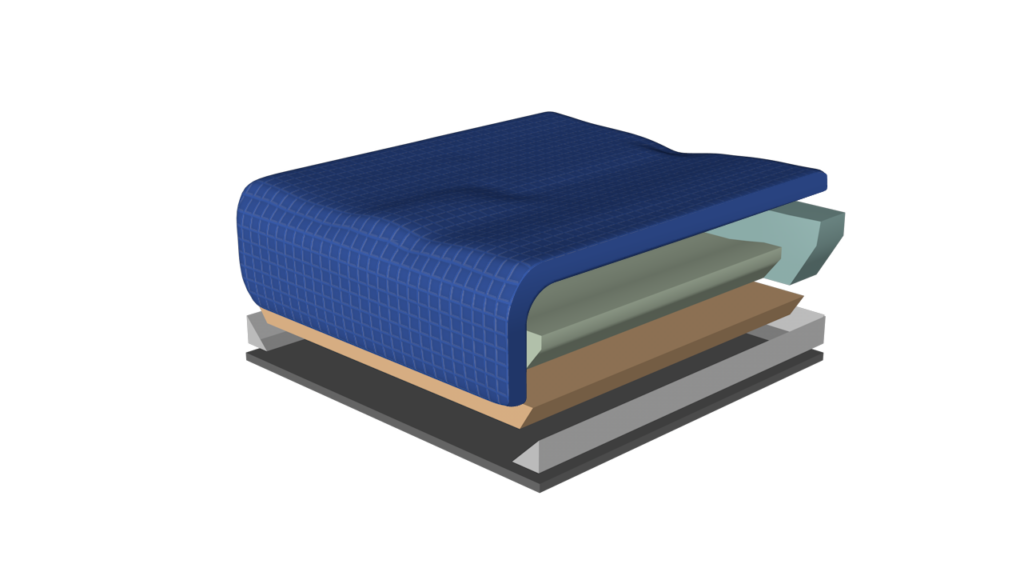 An image showcasing the different layers inside of a Geo-matrix hybrid mattress.