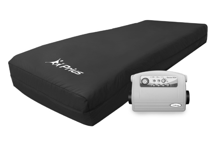 A black Salute RDX Air Mattress with the power box. 